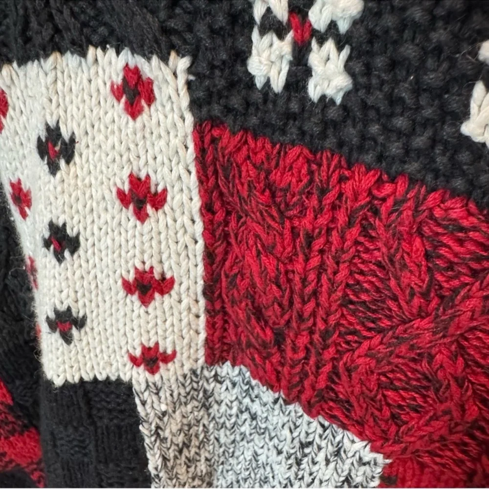 Liz Claiborne Red and Black Patchwork Sweater - Picture 5 of 7